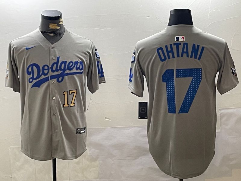 Men Los Angeles Dodgers #17 Ohtani Grey Game 2024 Nike MLB Jersey style 112010->los angeles dodgers->MLB Jersey